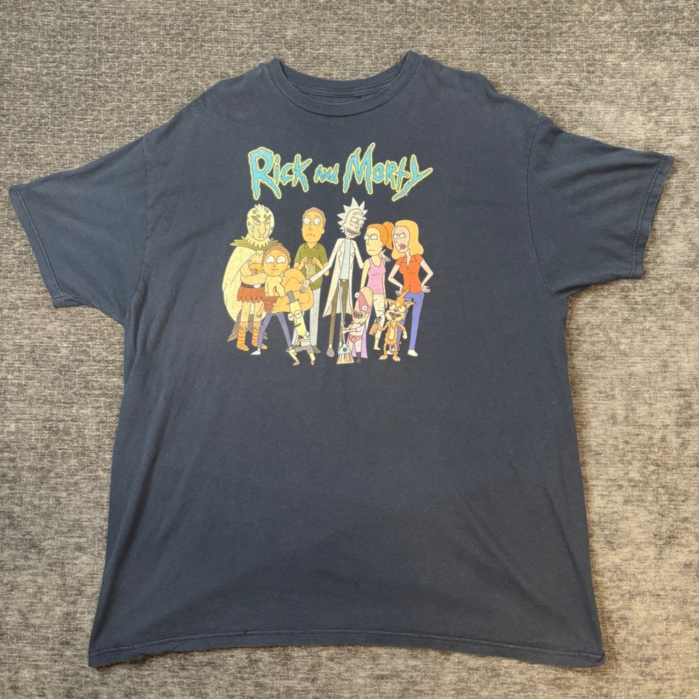 Rick and Morty Ripple Junction Navy Blue Graphic T-Shirt Mens 2X Adult Swim